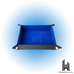 FOLD UP DICE VELVET TRAY W/ PU LEATHER BLUE